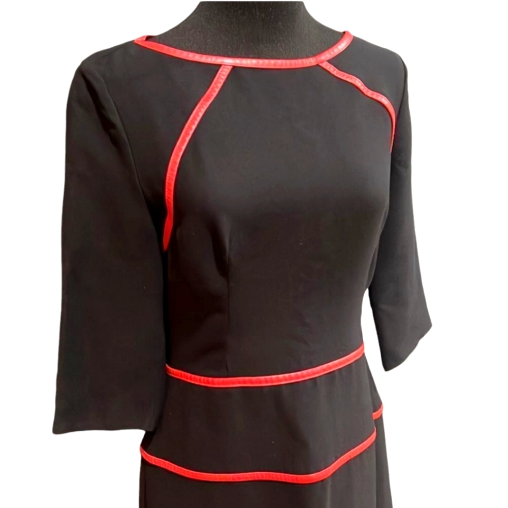 EUC PRADA Leather Accented Bateau Neckline Knee Length Dress Authentic - Picture 3 of 11